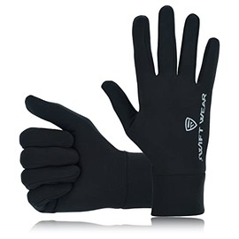Swift Wear Women Running Gloves Touch Screen Anti Slip Cycling Gloves Winter Thin Thermal Windproof Warm Liner Gloves for Outdoor Sports Walking Driving Climbing Riding (X- Small, Black)