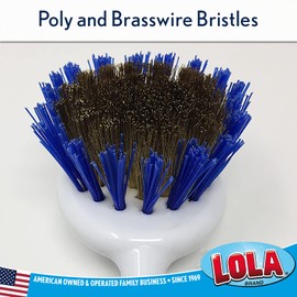 Lola Products Pro Pot N' Pan Brush, Heavy Duty Cleaning, Poly & Abrasive Brass Wire Bristle, Comfort Rubber Non-Slip Grip Handle, Perfect for Caked-On & Baked-On Messes, 1 Pack