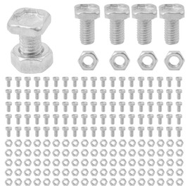 Greenhouse Nuts and Bolts,100 Sets Aluminium Greenhouse Hex Nuts and Square Head Bolts for Building Repairing Greenhouse Necessary Accessories