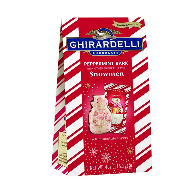 Ghirardelli Peppermint Bark Snowman, Medium, 4 Ounce (2)