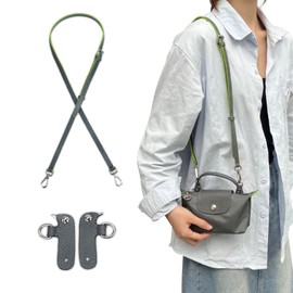 jiesinlov Replacement Leather Strap Adjustable Shoulder Straps to fit Longchamp Le Parage Mini Bag (Graphite Grey)