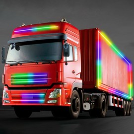 CGEAMDY Heckklappen-Lichtleiste, LED Auto Lichtstreifen Außen, 24V LED Traumfarbe LKW Lichtleiste, LKW Strobe-Bremslichter, Farbstreifen Für Transporter Und Anhänger, Auto Universal Deko Zubehör