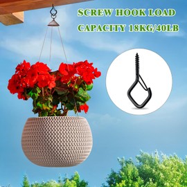 Gucass Pack of 50 Screw Hooks, Stainless Steel, Black Hooks for Screwing with Secure, Hook Screws, Ceiling Hooks for Hanging Pot Plants, Fairy Lights, Wind Chimes and Bird Houses