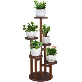 Jotboom Plant Stand Indoor,5 Tier Plant Stand for Multiple Plant,Wood Plant Shelf Corner Tall Plant Holder Flower Stand for Balcony Office Living Room Garden Patio(Brown)