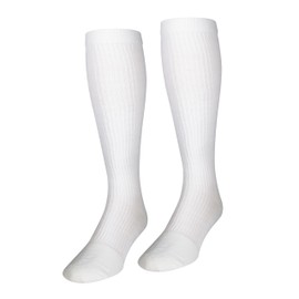 NuVein Compression Socks, 20-30 mmHg Support for Men, Padded Cushion Foot, Knee High, Closed Toe, White, Large