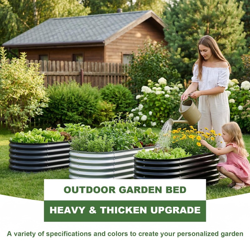 AHEONLAR 3 Pack 4×2×1.5ft Galvanized Raised Garden Bed Outdoor, Sturdy