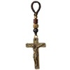 RTGGSEL Retro Brass Cross Keychain Bags Keyring Rearview Mirror Hanging
