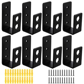 8 Pack Door Barricade Brackets, Heavy Duty 2x4 Door Barricade Brackets, U Shaped Bracket for Wood, Security Bar Holder for Home Garage Barn Shed Gate Reinforcement - Black