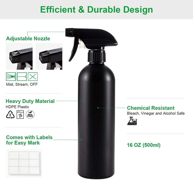 Cindy's Tape Plastic Spray Bottles Black for Cleaning Solutions 16