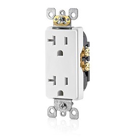 Leviton 20 Amp Decora Tamper-Resistant Duplex Electrical Wall Outlet, T5825-W, White