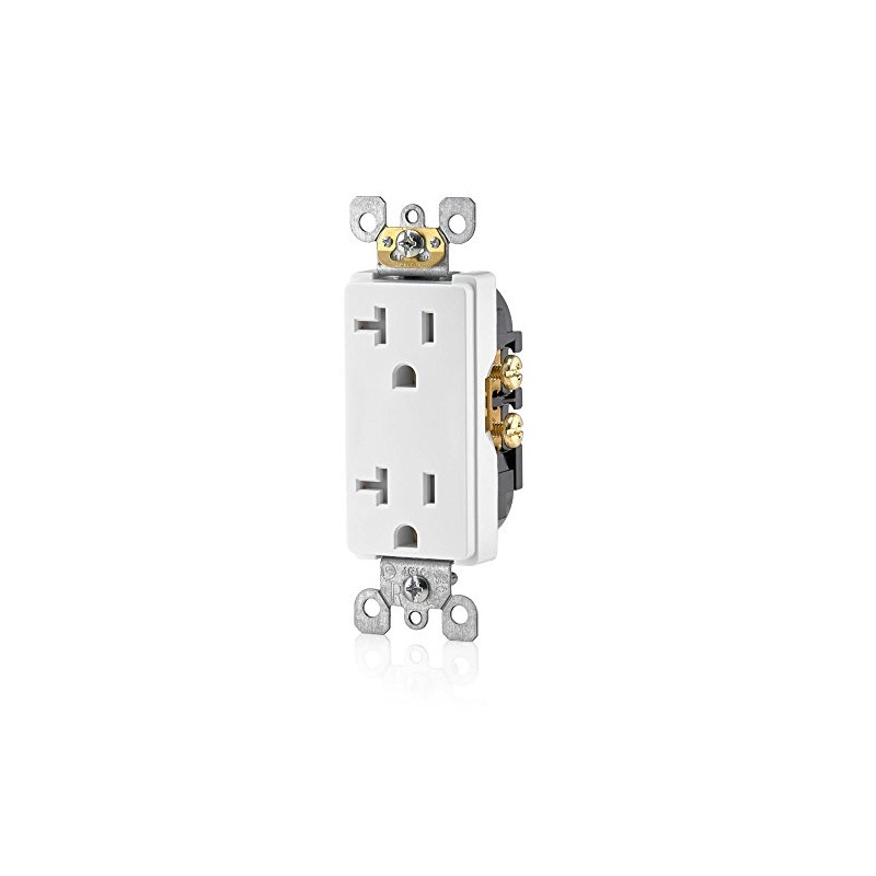 Leviton 20 Amp Decora Tamper-Resistant Duplex Electrical Wall Outlet, T5825-W,