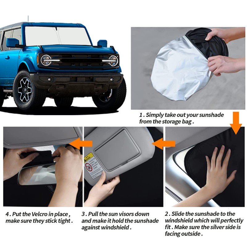 Moricere Upgrade Windshield Sun Shade for Ford Bronco 2021-2023, Foldable
