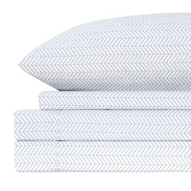 South Point Home Fashions 4-Piece Printed Sheet Set - Full/Twin| 17" Extra Deep | Cool, Crisp, Breathable Bed Sheets - Brushed for Softness (Chevron Grey, Twin XL)