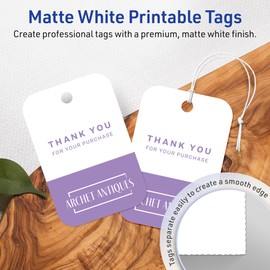 AVERY Printable Rectangle Rounded Corner Tags, 2" x 3", Matte White, 200 Tags, Sure Feed Technology, Laser/Inkjet Compatible