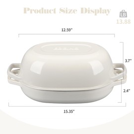 EDGING CASTING Enameled Cast Iron Dutch Oven Pot with Lid, Oval Dutch Oven for Bread Baking, Bread Oven for Homemade Sourdough Bread Baking, 7qt, White