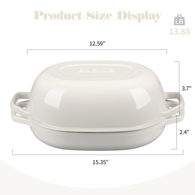 EDGING CASTING Enameled Cast Iron Dutch Oven Pot with Lid,