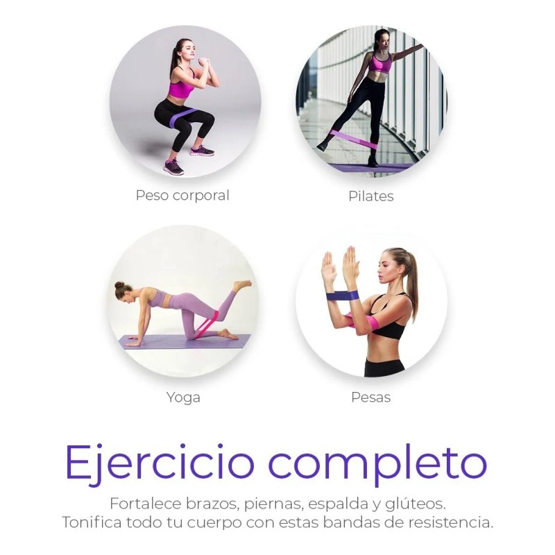 Bandas Para Ejercicio Resistencia Elásticas 5 Niveles Yoga Fitness