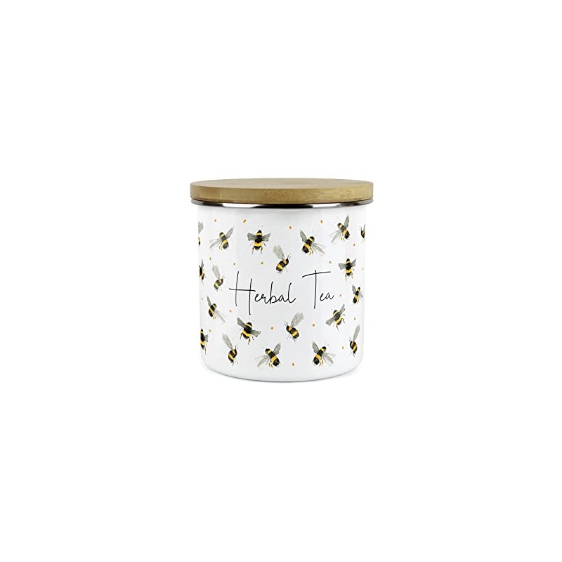 Purely Home Scattered Bees Herbal Tea Canister - White Metal