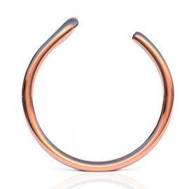 Fake Clip-On Nose Ring – 24g 7mm 14K Rose Gold Hoop - No Piercing Needed - Fake Nose Hoop