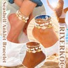 RIXERKOC Shell Ankle Bracelet Set for Women, 14K Gold Boho