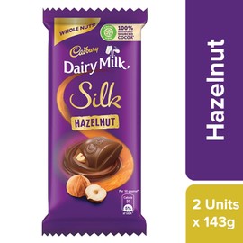 Cadbury Dairy Milk Silk Hazelnut Chocolate Bar Pouch, 2 X 143 g