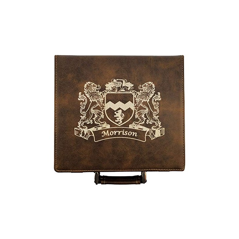 Morrison Irish Coat of Arms Leather Poker Set