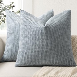 ZWJD Cushion Covers 50x50cm 2 Pack – Soft Chenille Decorative Pillow Cases Gray Blue Sofa Cushion Covers for Couch, Bed and Living Room Home Decor Throw Pillow Covers