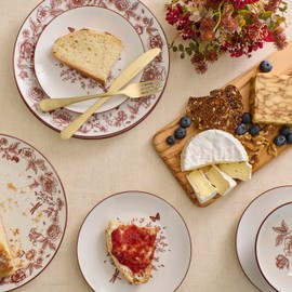 Stone Lain Esme 24-Piece Dinnerware Set Porcelain, Plates and Bowls Set, Dish Set for 8, Microwave and Dishwasher Safe, Red