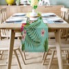 Greeeen Cotton Linen Table Runner, Tropical Kitchen Table Runners for