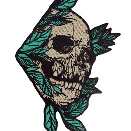 Rock and Roll Skull Embroidered Badge Iron on or Sew on Patch