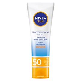 Protector Solar Facial NIVEA SUN Control Brillo Tono Medio FPS50 50ml, Cobertura de larga duracin                                                     