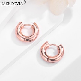 USEEDOVIA Gold Hoop Earrings for Women,Hypoallergenic Chunky Gold Hoop Earrings Lightweight Huggie Chunky Gold Earrings for Women Girls Best Birthday Gifts for Her Rose Gold 10mm