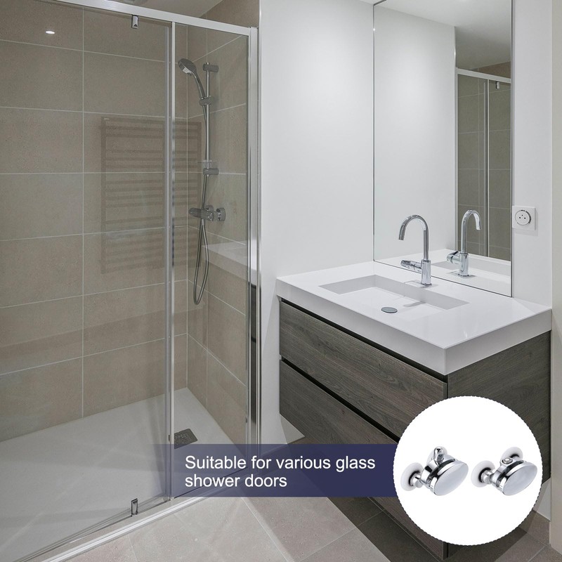 sourcing map 4 Pcs Shower Door Rollers, 23mm Dia ABS