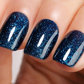 Ozzeal Glitter Gel Polish,Dark Navy Blue Glitter Gel Nail Polish Sparkle Shimmer Gel Glitter Nail Polish Fall Winter Soak off LED UV Gel Nail Polish for Art DIY Manicure 15ML