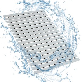 LITA Bathmat Shower Mat Non Slip Bathtub Mat Without Suction Cups and Drain Holes Bath Mat for Tub & Shower.Easy Dry,Easy to Cut,Eco-Friendly, Gray, 17"x26"