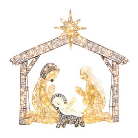 automoris 6FT Lighted Christmas Nativity Scene Outdoor with 165 Lights, 71 INCH Holy Family with Stakes Large Nativity Sets for Xmas Indoor Outdoor Holiday Outside Yard Lawn Garden Holiday Decor