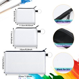 10 Pieces Sublimation Coin Purse DIY Blank Cosmetic Pouch Small Cute Coin Purse Heat Transfer Cosmetic Canvas Bag with Zipper for Ladies Kids (3.74 x 4.52 Inches, 4.33 x 7.87 Inches)