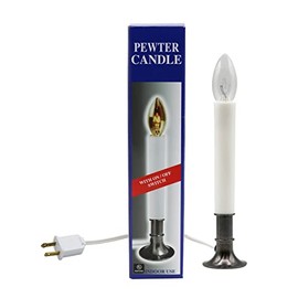 Creative Hobbies Electric Window Candle Lamp with Pewter Plated Base, On/Off Switch, Light Bulb, Ready to Use! - 6 Pack