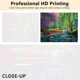 TISHIRON DIY Paint by Numbers, Tree and River Painting by Numbers for Adult, Park Adult Paint by Number Kits on Canvas, Oil Painting Kit for Beginner 16X20 Inch, Flameless Adult Paint by Numbers