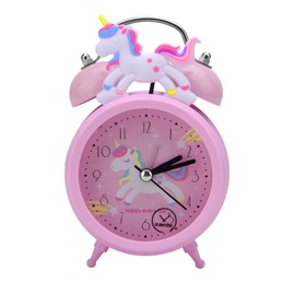 UOCAI Kinderwecker Einhorn wecker für Mädchen, Nicht Tickend Wecker Kinder MäDchen, Leiser Nachttisch Wecker, Klassischer Lauter Doppelglockenuhr Mit Hintergrundbeleuchtung (Rosa)