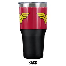 DC Wonder Woman Logo Dist Stainless Steel Tumbler 30 oz Coffee Travel Cup, Vacuum Insulated & Double Wall with Leakproof Sliding Lid
