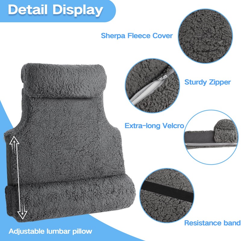 Gyrucio 3-in-1 Lumbar Support Pillow with Headrest for Recliner, Memory