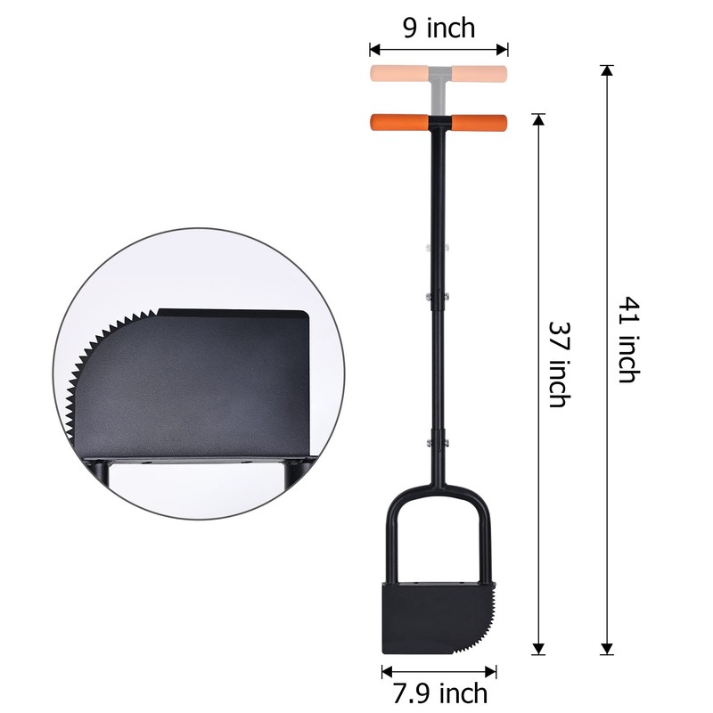BARAYSTUS Height Adjustable Garden Edger Tool, Hand Steel Edger, Half