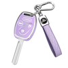 QBUC for Honda Key Fob Cover with Leather Keychain,Soft TPU