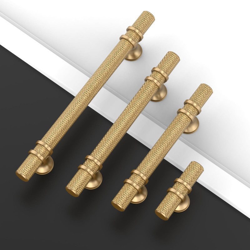 Asidrama 10 Pack 5 Inch(128mm) Knurled Champagne Bronze Kitchen Cabinet