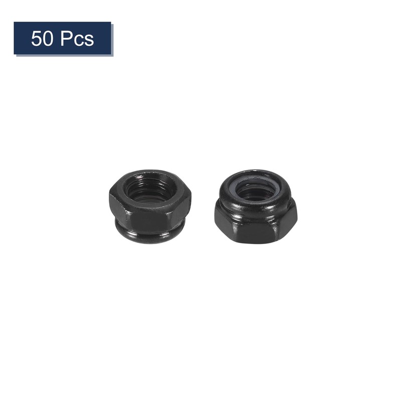 sourcing map 50Pcs M5 x 0.8 Nylon Insert Hex Lock