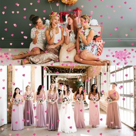 10000 Piezas Confeti en forma de Corazón, BetterJonny 2,5 cm Confeti de Papel de Seda Confeti de Mesa para Bodas Fiestas San Valentín, Celebraciones, Rosado, 100 g