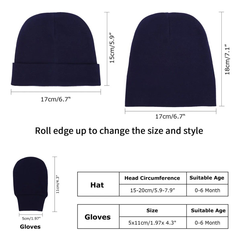 ^ Conjunto De Gorro Y Manoplas De Algodón For Bebé,