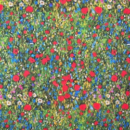 Craft by Chatham Glyn 100% Cotton Gustav Klimt's Field of Poppies Fabric Crafty Cottons Ideal for Crafting, Quilting, Clothing; Sold by 0.5 Metre (Klimt's Field of Poppies)