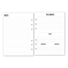 A5 Monthly Overview Planner Insert Refill, 5.83″ x 8.27″, Fits 6-Rings Binders - Filofax, LV GM, Moterm, Choice of Quantity